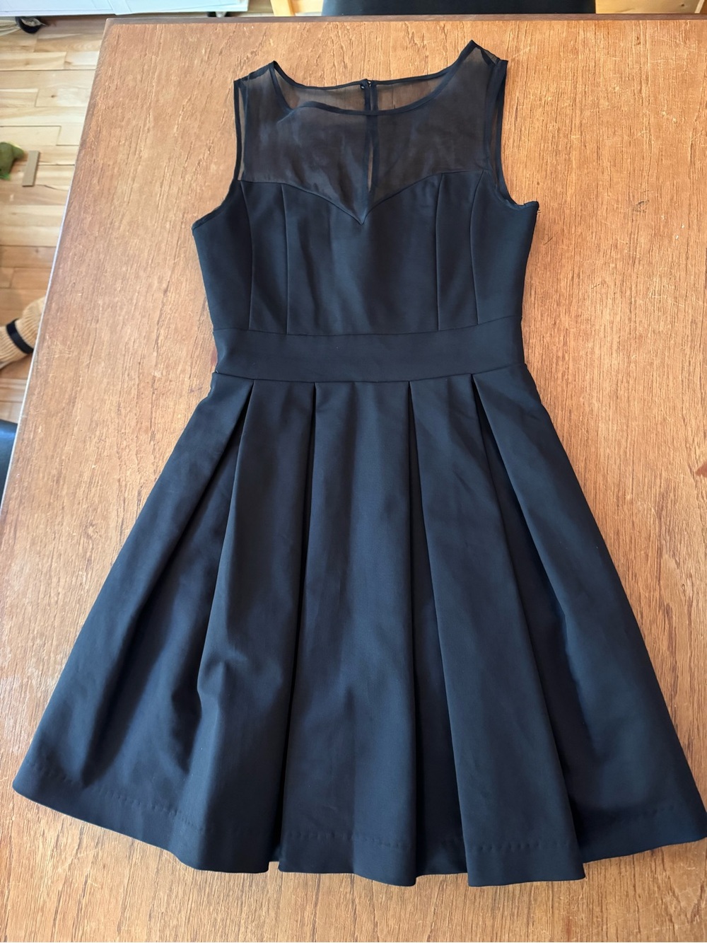 Pink Martini Black Fit & Flare Cocktail Dress Sheer Mesh Tulle Petticoat XS